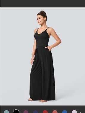 Sleeveless Wide-Leg Black Jumpsuit Med-TALL